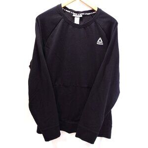 Reebok Crew neck Pullover Logo Long Sleeve Sweat Shirt Size XL Black